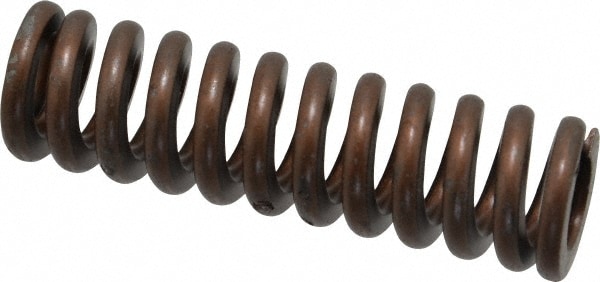 Die Spring: 3/4" Hole Dia, 3/8" Rod Dia, 2-1/2" Free Length, Gold