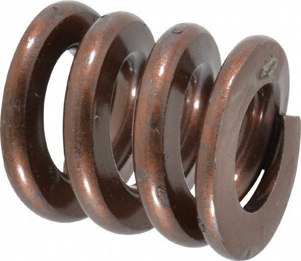 Die Spring: 1" Hole Dia, 1/2" Rod Dia, 1" Free Length, Gold