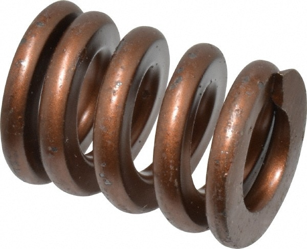 Die Spring: 1" Hole Dia, 1/2" Rod Dia, 1-1/4" Free Length, Gold