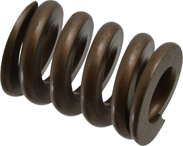 Die Spring: 1-1/4" Hole Dia, 5/8" Rod Dia, 1-3/4" Free Length, Gold