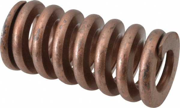 Die Spring: 1-1/4" Hole Dia, 5/8" Rod Dia, 2-1/2" Free Length, Gold