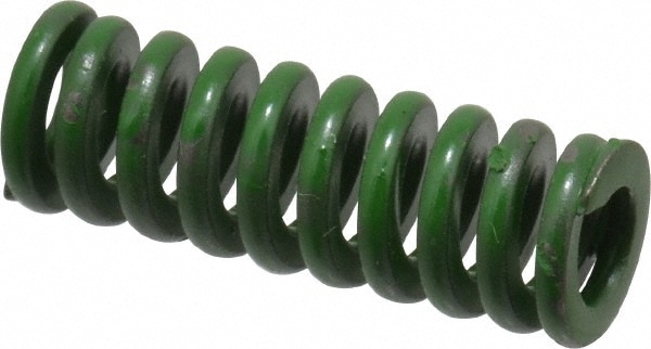 Die Spring: 3/8" Hole Dia, 3/16" Rod Dia, 1" Free Length, Green