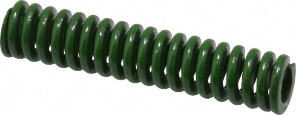 Die Spring: 3/8" Hole Dia, 3/16" Rod Dia, 1-3/4" Free Length, Green