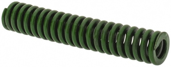 Die Spring: 3/8" Hole Dia, 3/16" Rod Dia, 2" Free Length, Green