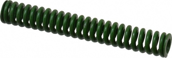 Die Spring: 3/8" Hole Dia, 3/16" Rod Dia, 2-1/2" Free Length, Green
