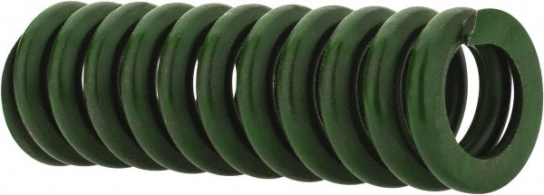 Die Spring: 1/2" Hole Dia, 9/32" Rod Dia, 1-1/2" Free Length, Green
