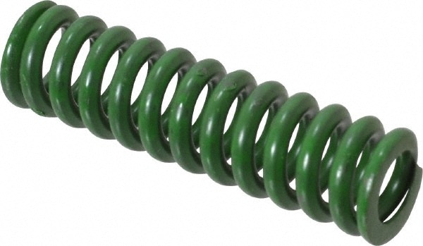 Die Spring: 1/2" Hole Dia, 9/32" Rod Dia, 1-3/4" Free Length, Green