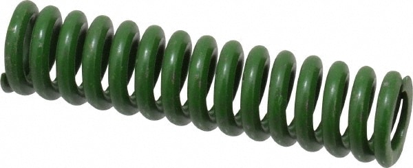 Die Spring: 1/2" Hole Dia, 9/32" Rod Dia, 2" Free Length, Green