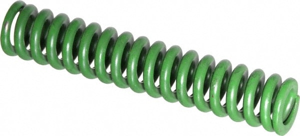 Die Spring: 1/2" Hole Dia, 9/32" Rod Dia, 2-1/2" Free Length, Green