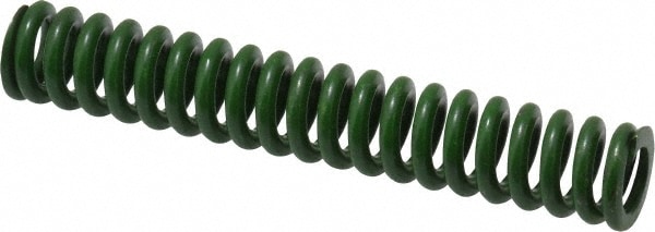 Die Spring: 1/2" Hole Dia, 9/32" Rod Dia, 3" Free Length, Green