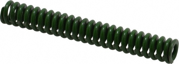 Die Spring: 1/2" Hole Dia, 9/32" Rod Dia, 3-1/2" Free Length, Green