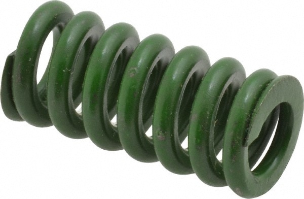 Die Spring: 5/8" Hole Dia, 11/32" Rod Dia, 1-1/4" Free Length, Green