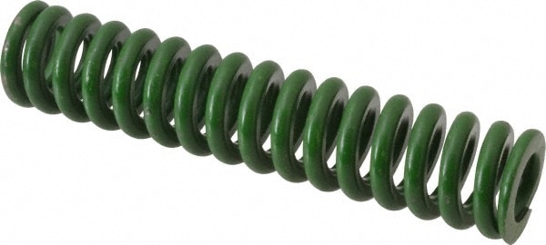 Die Spring: 5/8" Hole Dia, 11/32" Rod Dia, 3" Free Length, Green
