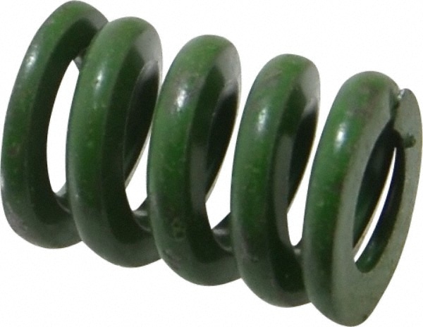 Die Spring: 3/4" Hole Dia, 3/8" Rod Dia, 1" Free Length, Green
