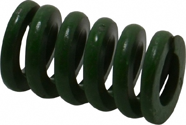 Die Spring: 3/4" Hole Dia, 3/8" Rod Dia, 1-1/4" Free Length, Green