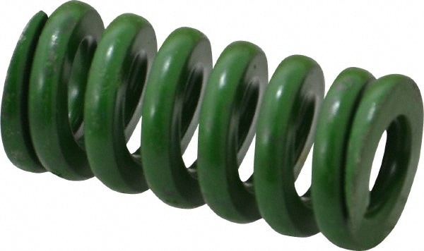 Die Spring: 3/4" Hole Dia, 3/8" Rod Dia, 1-1/2" Free Length, Green