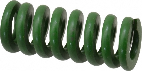 Die Spring: 3/4" Hole Dia, 3/8" Rod Dia, 1-3/4" Free Length, Green
