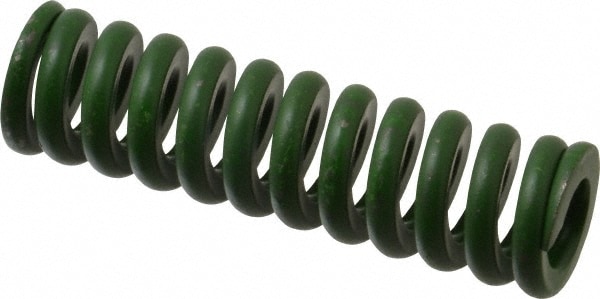 Die Spring: 1" Hole Dia, 1/2" Rod Dia, 3-1/2" Free Length, Green
