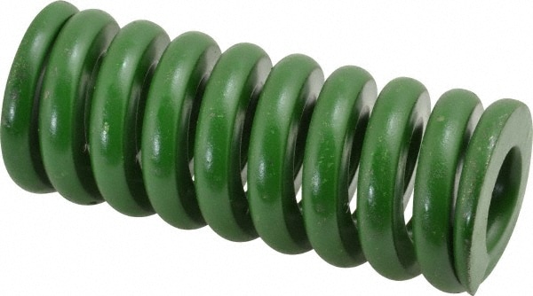 Die Spring: 1-1/4" Hole Dia, 5/8" Rod Dia, 3" Free Length, Green