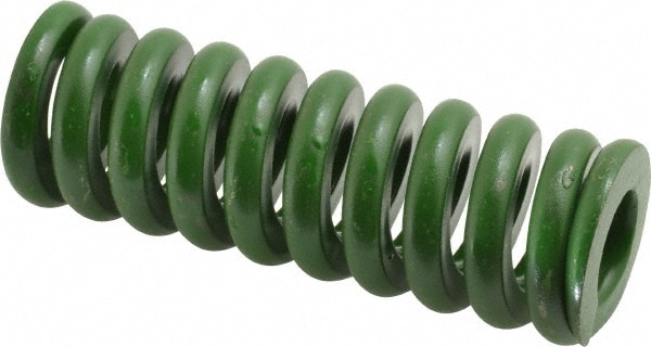 Die Spring: 1-1/4" Hole Dia, 5/8" Rod Dia, 3-1/2" Free Length, Green