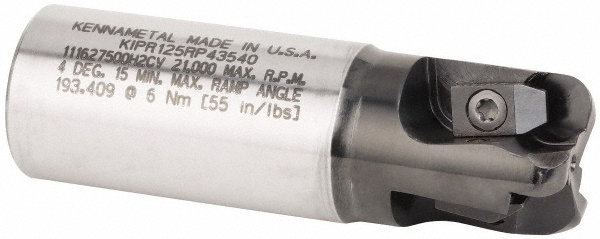 Kennametal 1873486 Indexable Copy End Mill: 1-1/4" Cut Dia, 0.249" Max Depth of Cut, Through Coolant Image