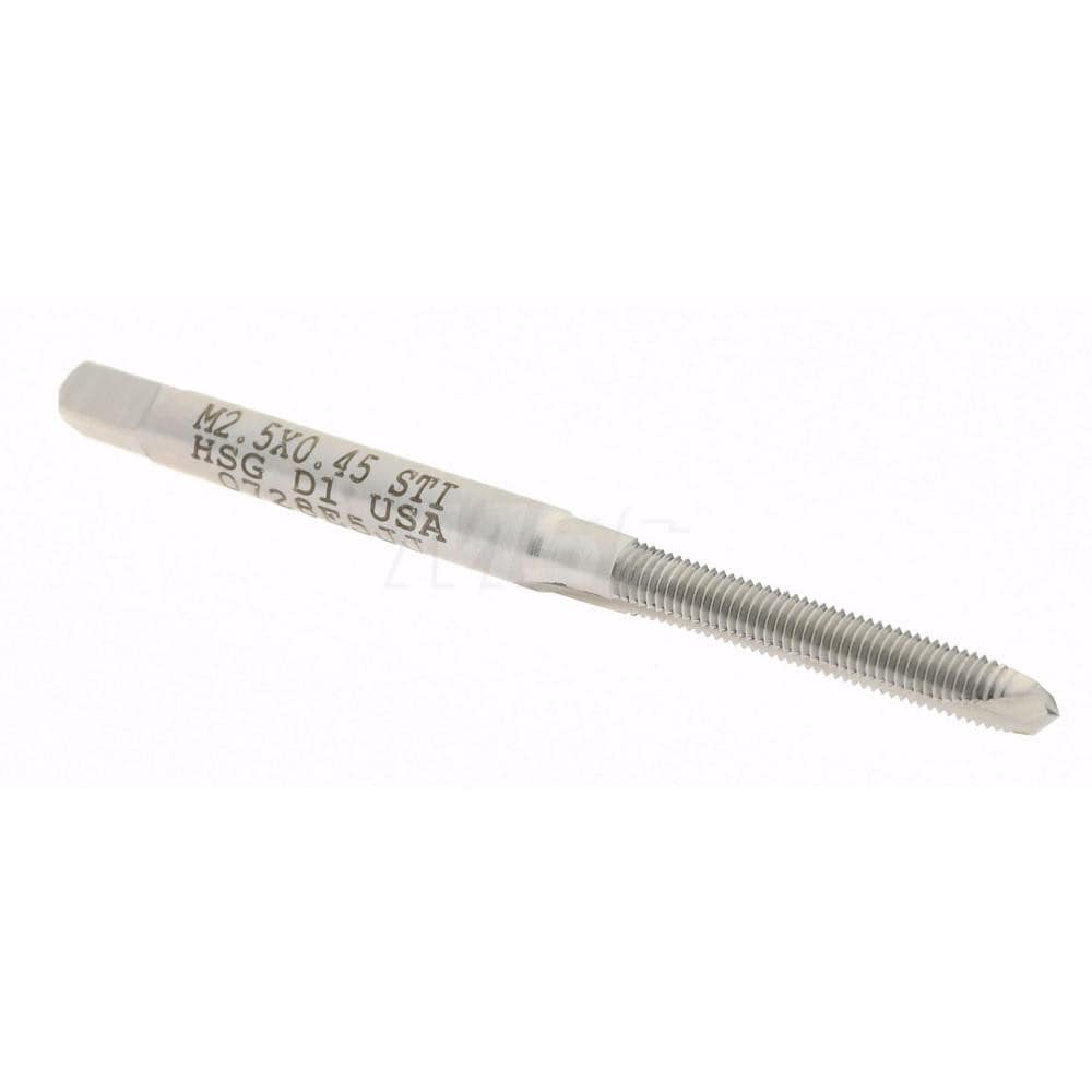 Spiral Point STI Tap: M2.5 x 0.45 Metric Coarse, 2 Flutes, Plug, High Speed Steel, Bright/Uncoated