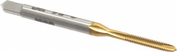 Hertel K008041AS25 Spiral Point Tap: #2-56, UNC, 2 Flutes, Plug, 2B, High Speed Steel, TiN Finish Image