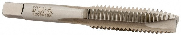 Hertel K008483AS Spiral Point Tap: 7/16-14, UNC, 3 Flutes, Plug, High Speed Steel, Bright Finish Image