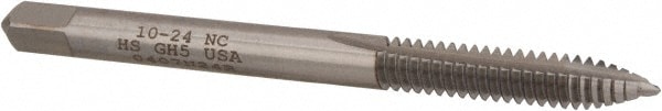 Hertel K011224AS Spiral Point Tap: #10-24, UNC, 2 Flutes, Plug, High Speed Steel, Bright Finish Image