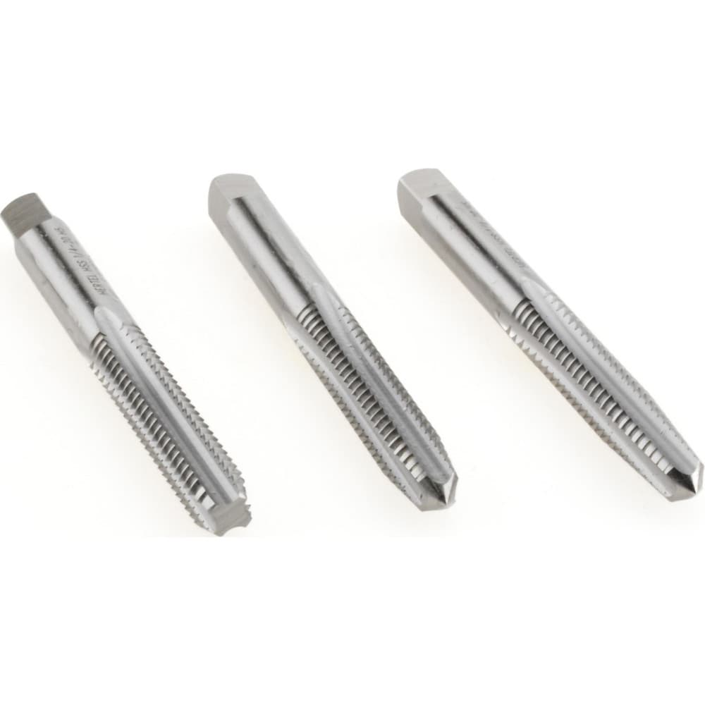 Tap Set: 1/4-20 UNC, 4 Flute, High Speed Steel, Bright Finish
