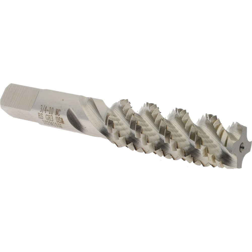 Hertel K008591AS Spiral Flute Tap: 3/4-10, UNC, 4 Flute, Plug, High Speed Steel, Bright/Uncoated Image