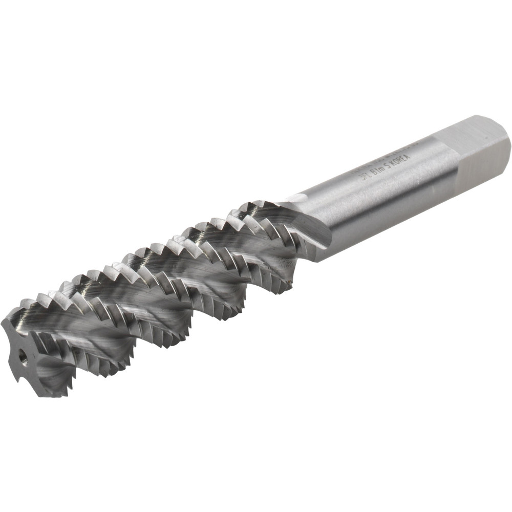 M12x1.75 Metric Coarse/EGM, 3 Flute, 52° Helix, Bottoming Chamfer, Bright Finish, High Speed Steel Spiral Flute STI Tap