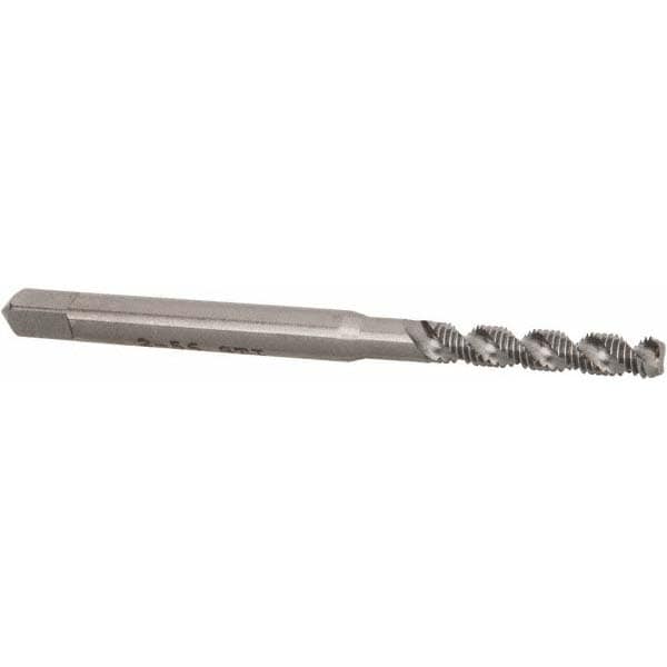 Hertel K007301AS #2-56 UNC, 2 Flute, 52° Helix, Bottoming Chamfer, Bright Finish, High Speed Steel Spiral Flute STI Tap Image