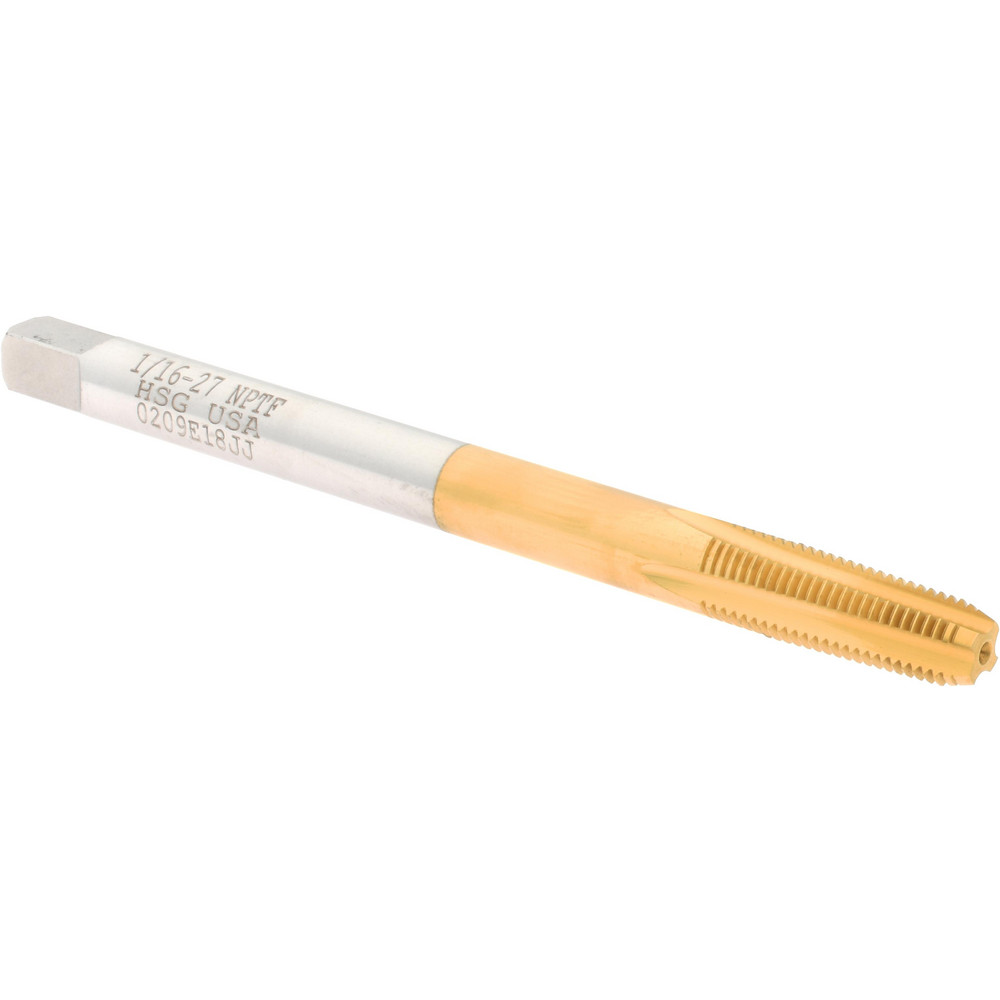 Extension Pipe Tap: 1/16-27 NPT, 4 Flutes, Plug Chamfer, High Speed Steel