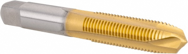 Hertel K027763AS25 Spiral Point Tap: M10 x 1.25, Metric Fine, 3 Flutes, Plug, High Speed Steel, TiN Finish Image