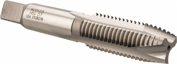 Hertel K027798AS Spiral Point Tap: M20 x 2.5, Metric Coarse, 3 Flutes, Plug, 6H, High Speed Steel, Bright Finish Image