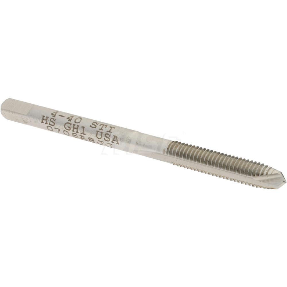 Spiral Point STI Tap: #4-40 UNC, 2 Flutes, Plug, High Speed Steel, Bright/Uncoated