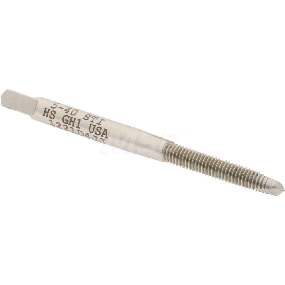 Spiral Point STI Tap: #5-40 UNC, 2 Flutes, Plug, High Speed Steel, Bright/Uncoated