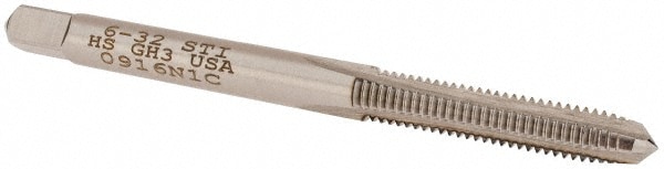 Hand STI Tap: #6-32 UNC, H3, 3 Flutes, Plug Chamfer