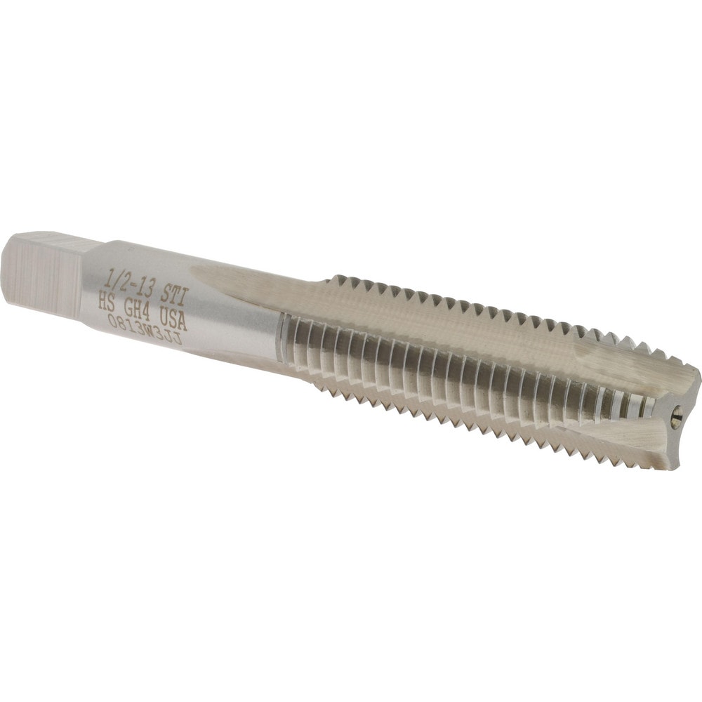 Hertel K007132AS Spiral Point STI Tap: 1/2-13 UNC, 3 Flutes, Plug, High Speed Steel, Bright/Uncoated Image