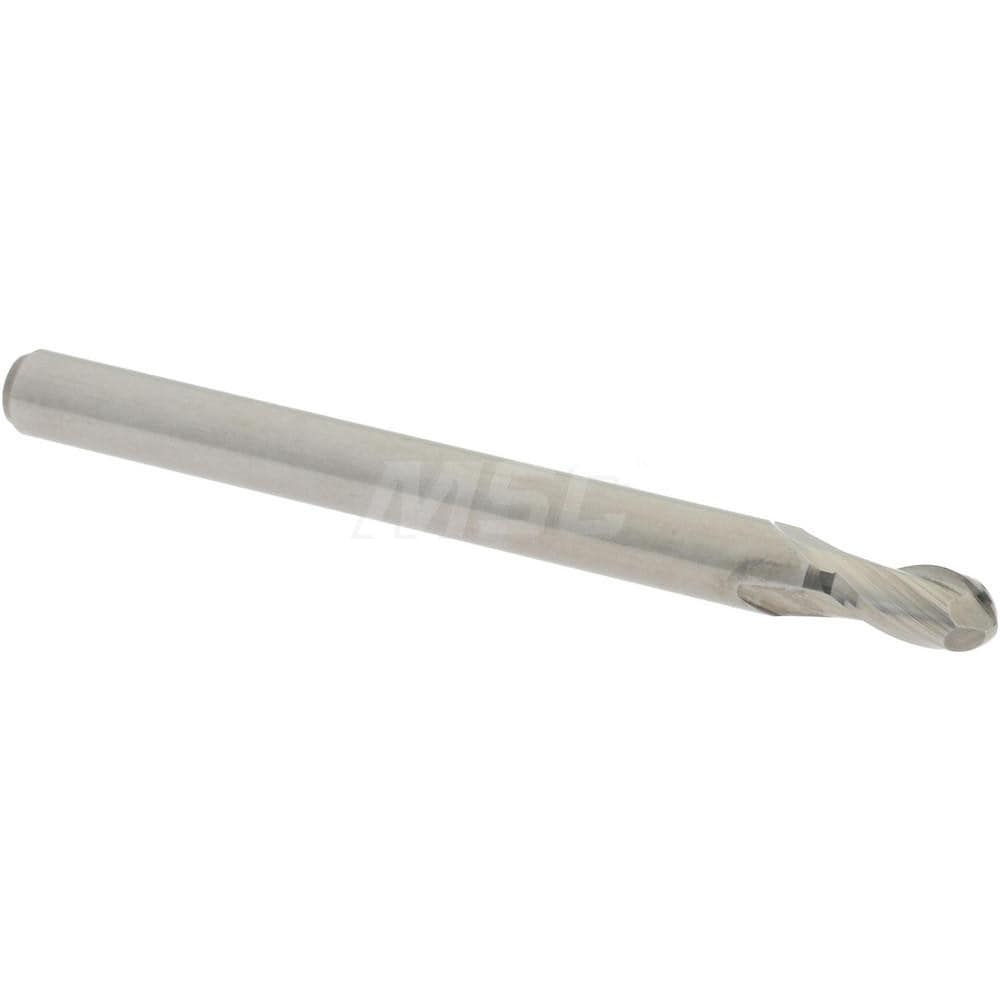 Ball End Mill: 0.1094" Dia, 0.1875" LOC, 2 Flute, Solid Carbide