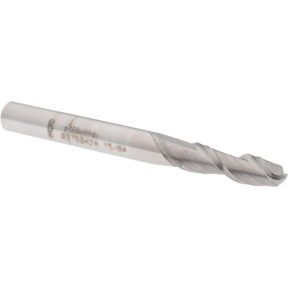 Ball End Mill: 0.2344" Dia, 0.75" LOC, 2 Flute, Solid Carbide