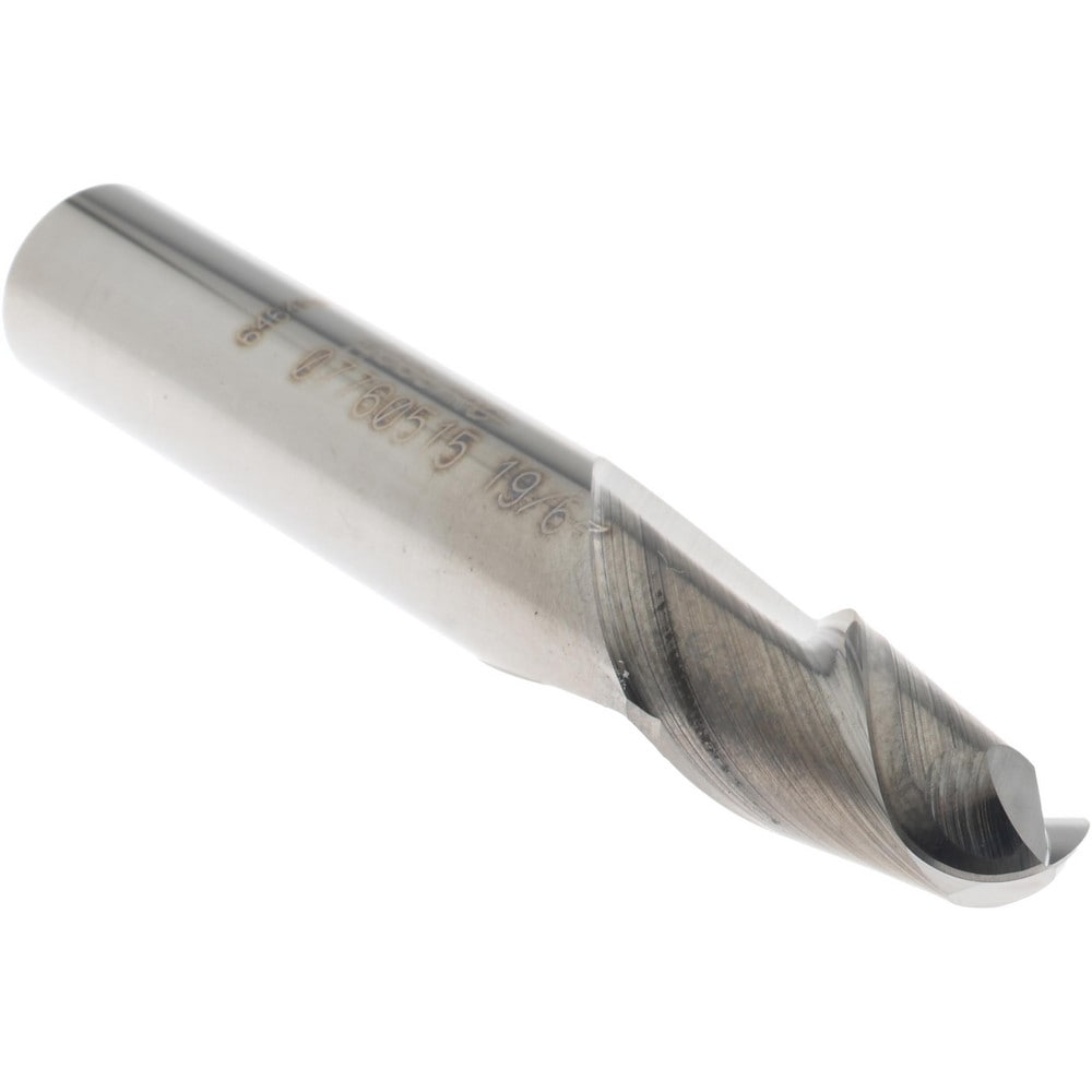 Ball End Mill: 0.2969" Dia, 0.5" LOC, 2 Flute, Solid Carbide