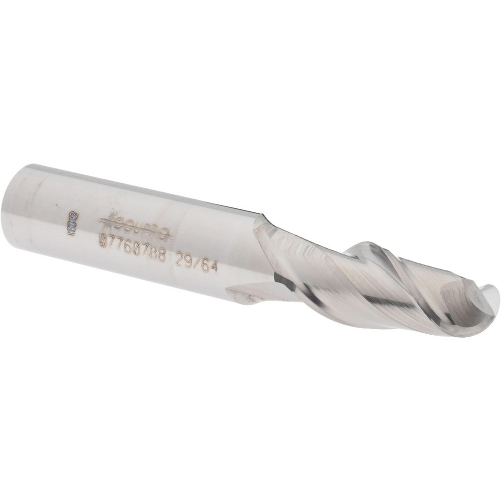 Ball End Mill: 0.4531" Dia, 1" LOC, 2 Flute, Solid Carbide