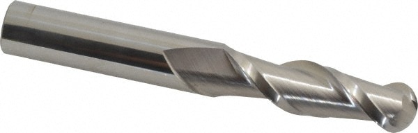 Ball End Mill: 0.625" Dia, 2.125" LOC, 2 Flute, Solid Carbide