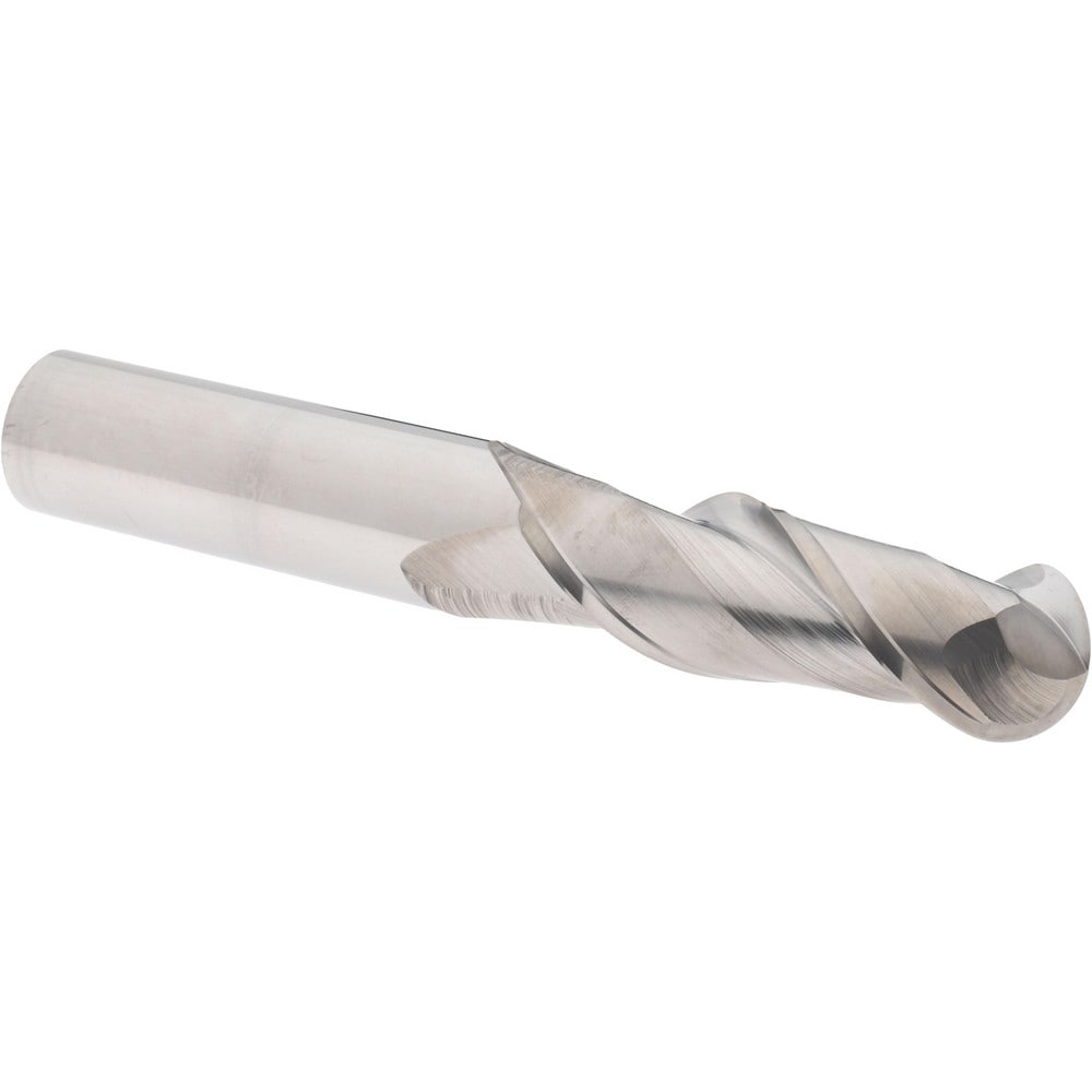 Ball End Mill: 0.75" Dia, 2.25" LOC, 2 Flute, Solid Carbide