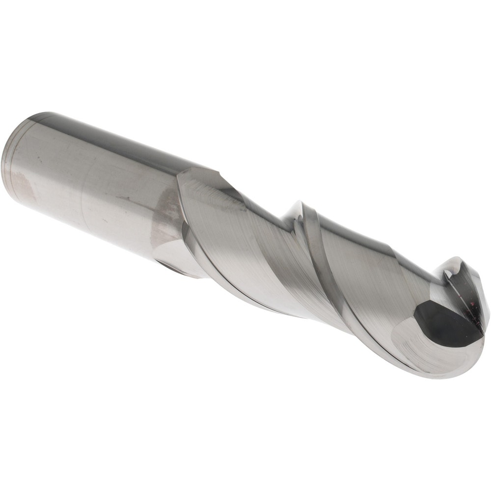 Ball End Mill: 1" Dia, 3" LOC, 2 Flute, Solid Carbide