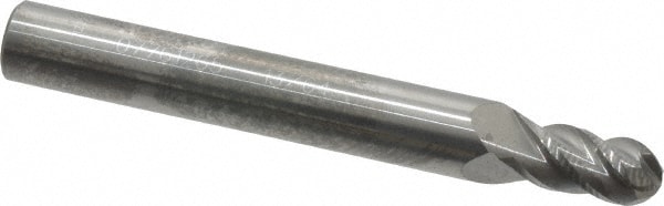 Ball End Mill: 0.2031" Dia, 0.375" LOC, 4 Flute, Solid Carbide