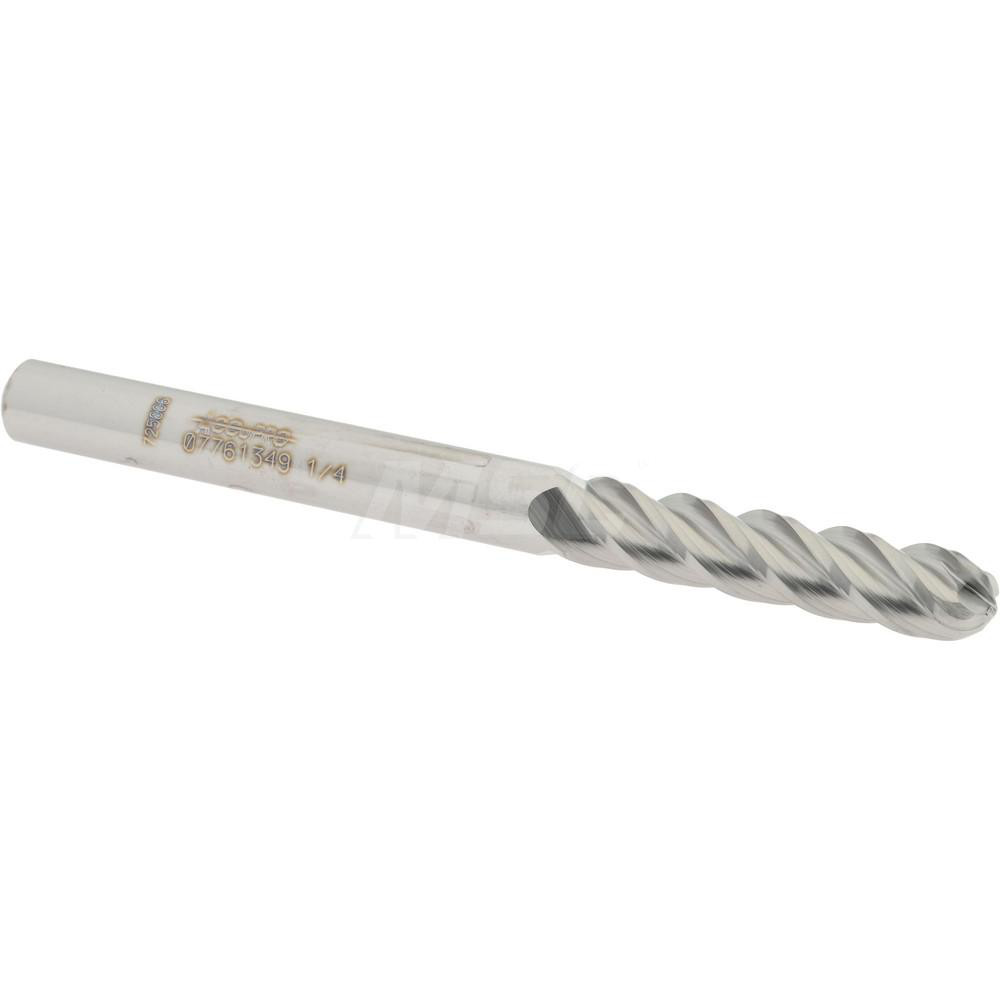 Accupro 12184868 Ball End Mill: 0.25" Dia, 1.125" LOC, 4 Flute, Solid Carbide Image