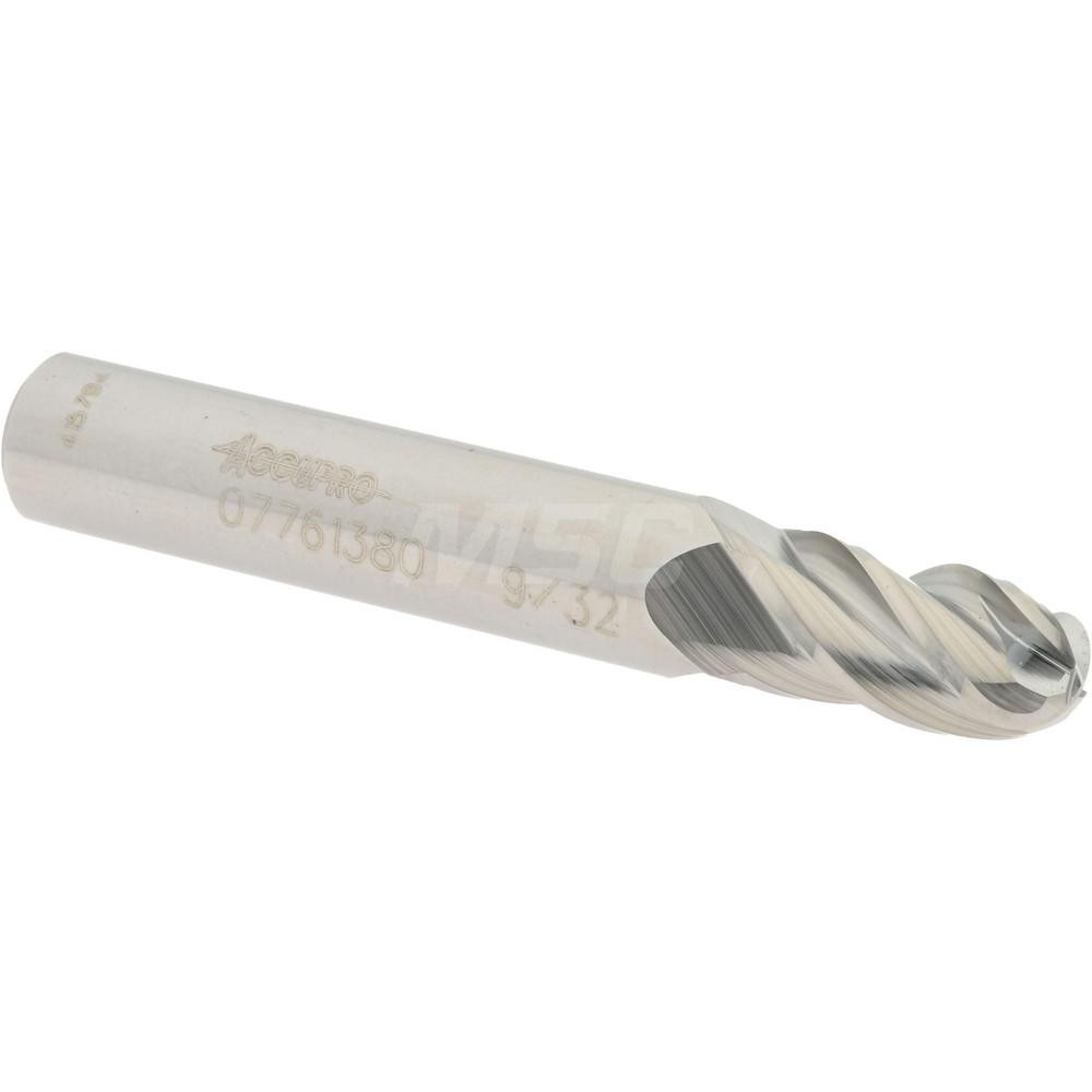 Accupro 12184787 Ball End Mill: 0.2813" Dia, 0.5" LOC, 4 Flute, Solid Carbide Image